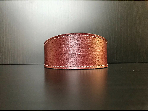 Lined Burgundy Cracked Effect - Whippet Leather Collar - Size M